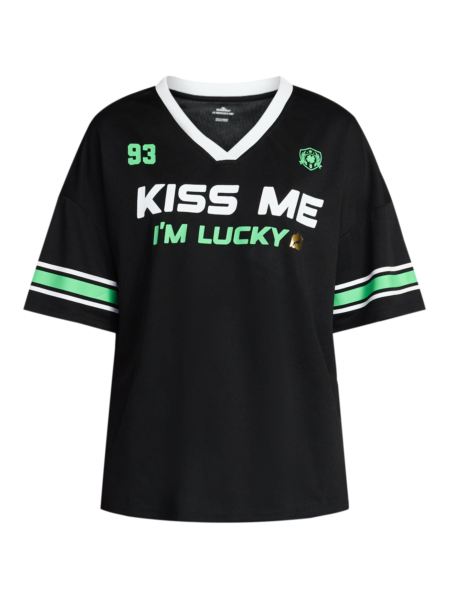 Saint Patrick's Day Women's Kiss Me Jersey with Short Sleeves from