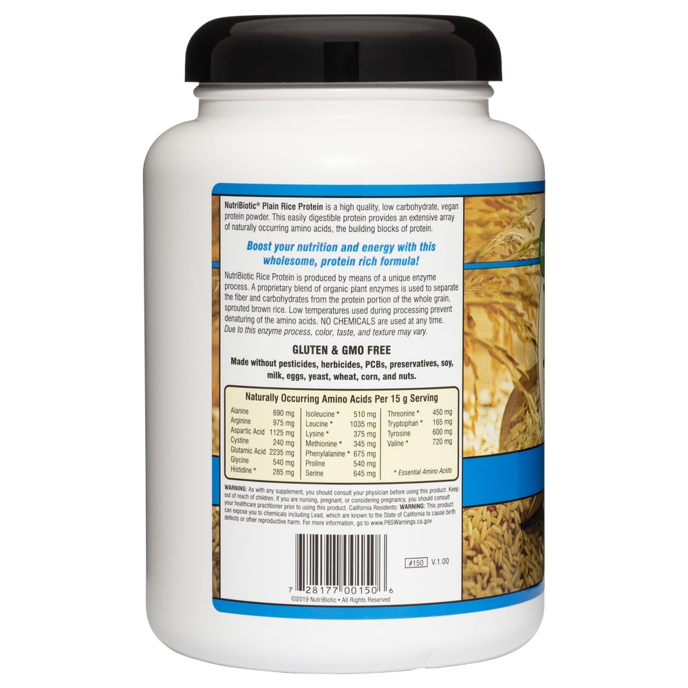 NutriBiotic Plain Rice Protein, 1 Lb 5 oz (600g)