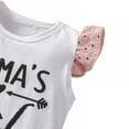 thumbnail image 4 of Eleanos Summer Children Baby Girls Casual Letter Print Short Sleeve T-shirt Tops+Ruffle Shorts Outfits Set, 4 of 5
