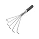 thumbnail image 4 of Rastrillo de mano para jardín, rastrillo de césped, 5 púas con mango ergonómico, rastrillo de acero inoxidable, escoba de hojas pequeña para aflojar l Longitud del mango 17 cm., 4 of 9