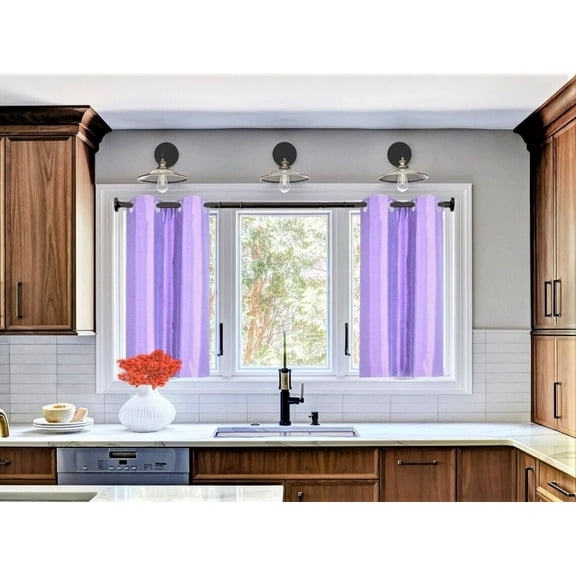 1 Pair kitchen window curtain short panel 100% privacy blackout bathroom Décor D24 LILAC Color Grommets On Top 30" X 36" Each panel