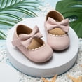 thumbnail image 4 of Infant Baby Girls Soft Sole Bowknot Princess Wedding Dress Mary Jane Flats Prewalker Newborn Light Baby Sneaker Shoes, 4 of 6