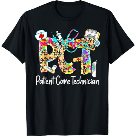 Retro Leopard PCT Patient Care Technician Medical Assistant T-Shirt
