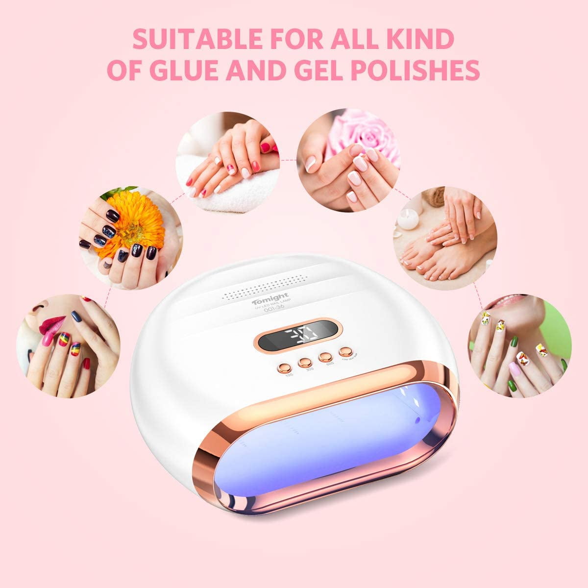 Bete Cordless LED Nail Lamp, Wireless Nail Dryer, 72W Rechargeable LED Nail Light, Portable Gel UV LED Nail Lamp with 4 Timer Setting Sensor and LCD