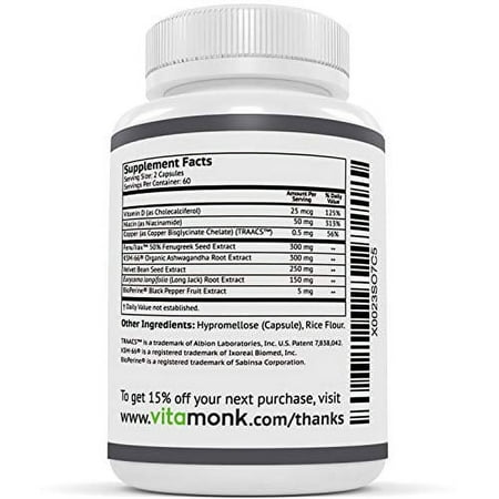 TestoTrax? Free Testosterone Optimization Supplement - Help Increase Quality of Life with a Natural Testosterone Booster for Men that Also Lowers Cortisol -120 Capsules with FenuTrax, K