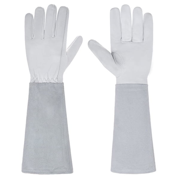 Guantes de jardinería de tubo largo de piel de vaca para hervir para el cultivo de verduras, flores, arreglos florales, poda de ganado, guantes de jardinería protectores transfronterizos de dos capas