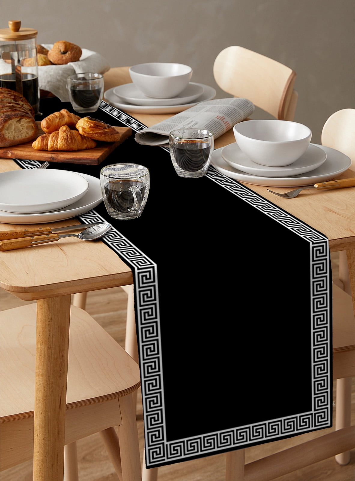 Hokiten Table Runners 72 Inches Long Dress Scarves, Black Farmhouse Kitchen/Dining Table Runner, Coffee Tablerunners, Modern Geometric Abstract Art Aesthetics 16x72 Inch