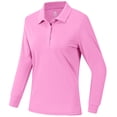 thumbnail image 6 of Mofiz Womens Long Sleeve Golf Polo Shirts Lightweight Quick Dry Moisture Wicking Athletic Tennis Sports Tops 3-Button Pink XL, 6 of 8