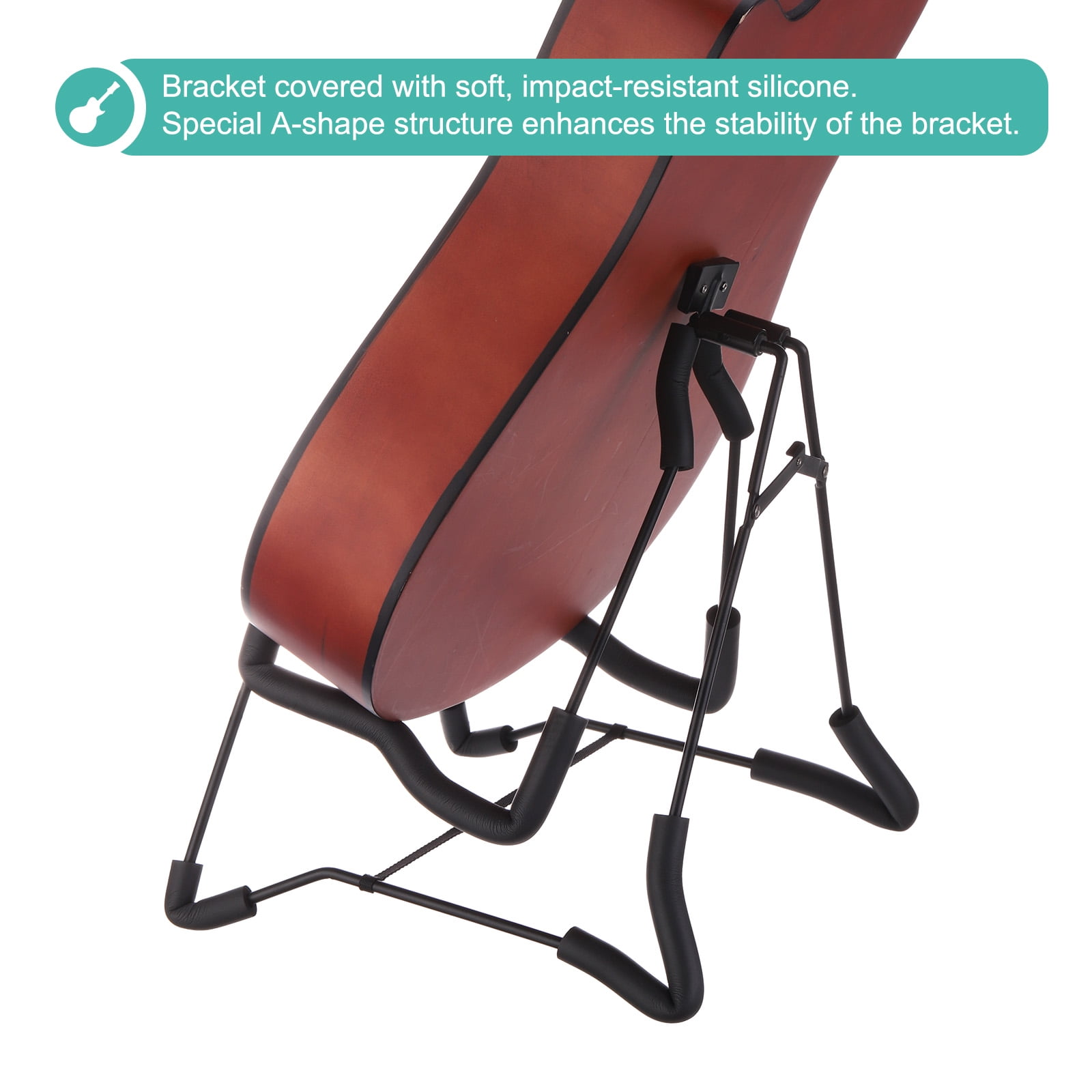 Uxcell Guitar Stand, Folding A-Frame Guitar Stand Floor Adjustable and Folding Guitar Stand for Guitars, Bass, Black