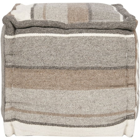 Surya Su Pouf Area Rug POUF-99 Mushroom Stripes Banded 18" x 18" x 18"