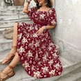 thumbnail image 6 of Munlar Plus Size Maxi Dresses for Women Red Vintage Flowy Short Sleeve Square Neck Floral Dress XL-4X, 6 of 9