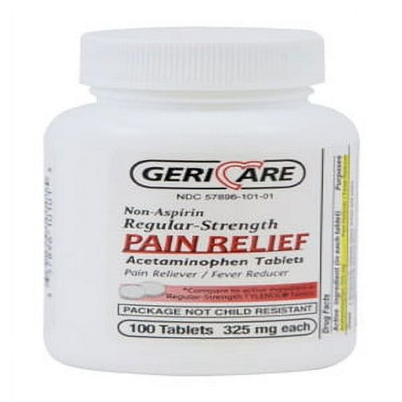 Pain Relief Geri-Care® 325 mg Strength Acetaminophen Tablet 100 per Bottle
