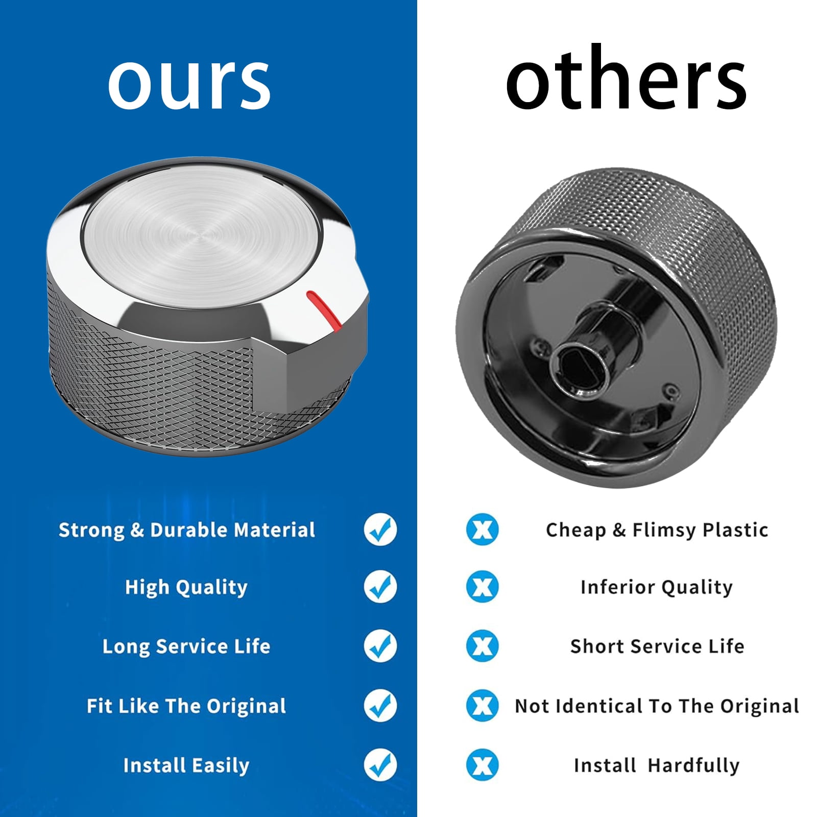 Stove Knob Compatible for W10823529 YKFED500EBS0 KFED500EWH05 KFED500EBS05 YKFED500EBS5 Control Knobs Burners Oven