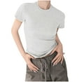 thumbnail image 2 of VgaVtl Womens T Shirt Cotton Short Sleeve Shirts for Women Casual Yoga Layering Workout Single Tight Tops,Gray XL, 2 of 5