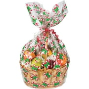 Angle View: Pack of 12 Candy Cane Christmas Holiday Large Cellophane Gift Basket Bags 24"