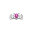 thumbnail image 1 of RYLOS Men's Rings Sterling Silver Classic 7X5MM Oval Gemstone & Diamond Ring Star Ruby July Birthstone Rings For Men, Silver Rings, Size 8, 1 of 7