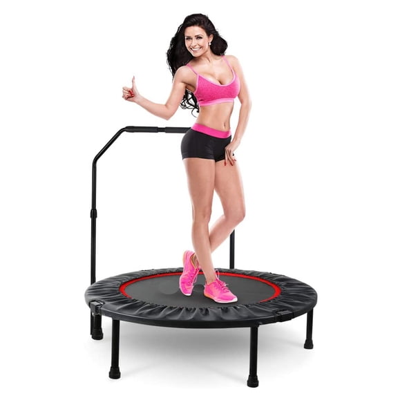 40-inch Diameter Mini Trampoline to Exercise Cardio Fitness Indoors/Outdoors (40" Trampoline with U-Shaped handrai