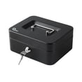 thumbnail image 1 of Cajon de dinero Qian QOC-143SK Bandeja removible 5 compartimentos para billetes y monedas, metal con asa para transportar, cerradura con llave, 1 of 7
