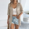 thumbnail image 4 of gbyLJF Women's Summer Crochet Lightweight Short Sleeve Open Front Sweater Tops Beach Vacation Hollowed-out Cardigan, 4 of 8