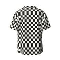 thumbnail image 2 of Disketp Men's Hawaiian Black and White Checkerboard Print Shirts Button Down Holiday Beach Shirts-Large, 2 of 7