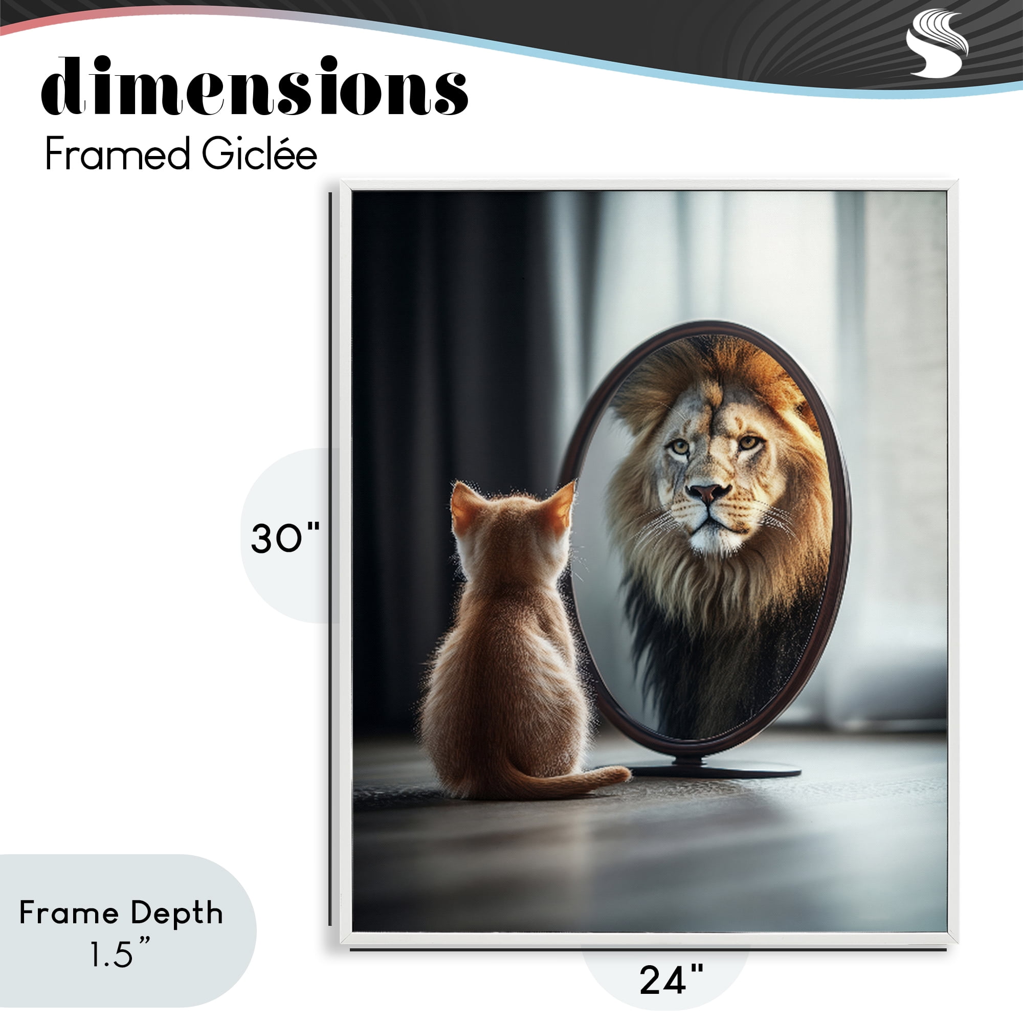 Stupell Industries Kitten Becomes Lion Illusion White Framed Giclee Art, design by Scott Stulberg