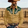 thumbnail image 2 of xfsWaSs Men's Western Cowboy Shirt Vintage Print Long Sleeve Shirts Slim Fit Casual Button Down Shirts Cowboy Blouses Festival Outfit Fashion Tops, 2 of 4