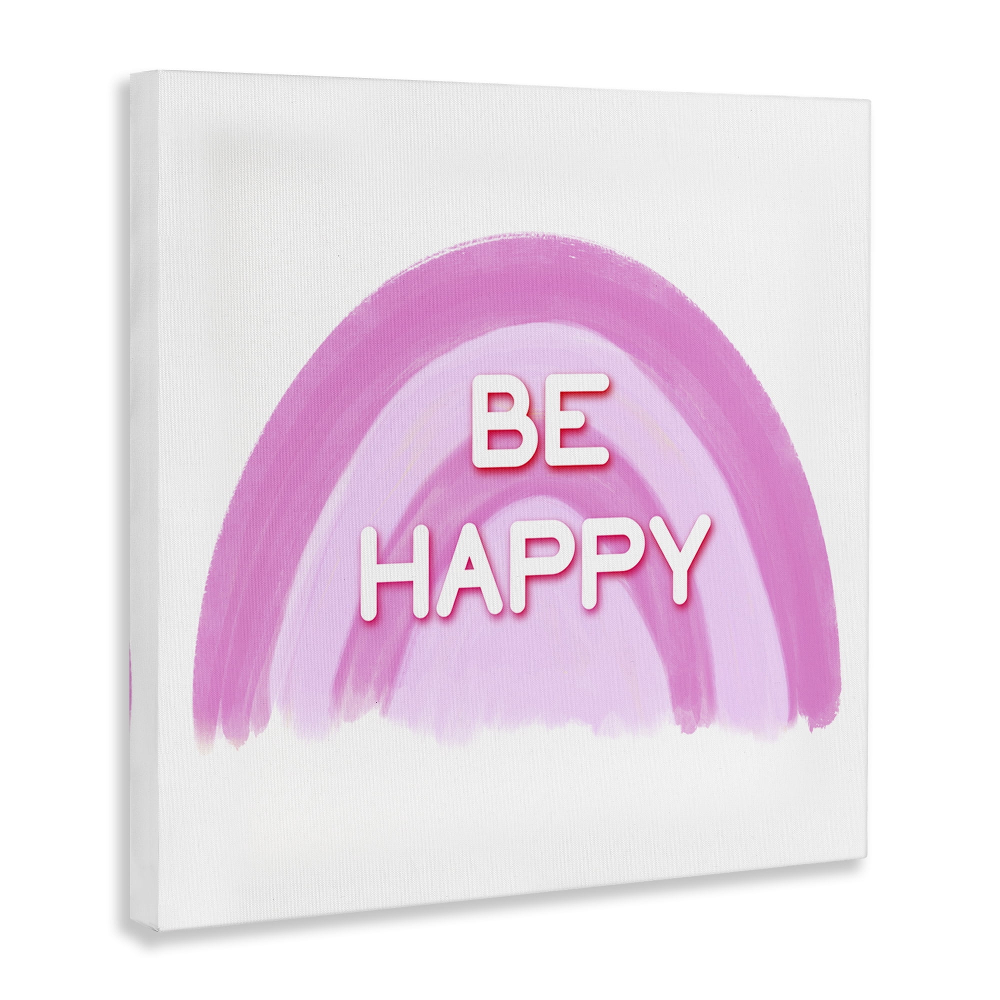 Stupell Industries Purple Be Happy Text & Numbers Painting Wrapped Canvas Art Print Wall Art, 36 x 36