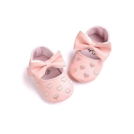 

UKAP Infant Flats Prewalker Dress Shoes Bowknot Mary Jane Comfortable Princess Shoe Party First Walker Breathable Pink 6C