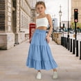 thumbnail image 2 of EnJoCho Linen Skirts for Girls Trendy Summer Boho Maxi Skirts with Back Slit Casual Elastic Waist Drawst𝗋ing Long Fl𝗈wy Skirt, 2 of 9