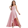 thumbnail image 5 of ITSAME Girls Formal Dress, Waist-Cinching High-Low Hem Square Neck Kids Wedding Pageant Party Prom Gown Pink 11-12T, 5 of 6