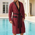 thumbnail image 2 of NOLDARES Mens Robe Cotton Terry Cloth Shower Bathrobe Spa Towel Bath Robes for Men(Wine,XL), 2 of 9
