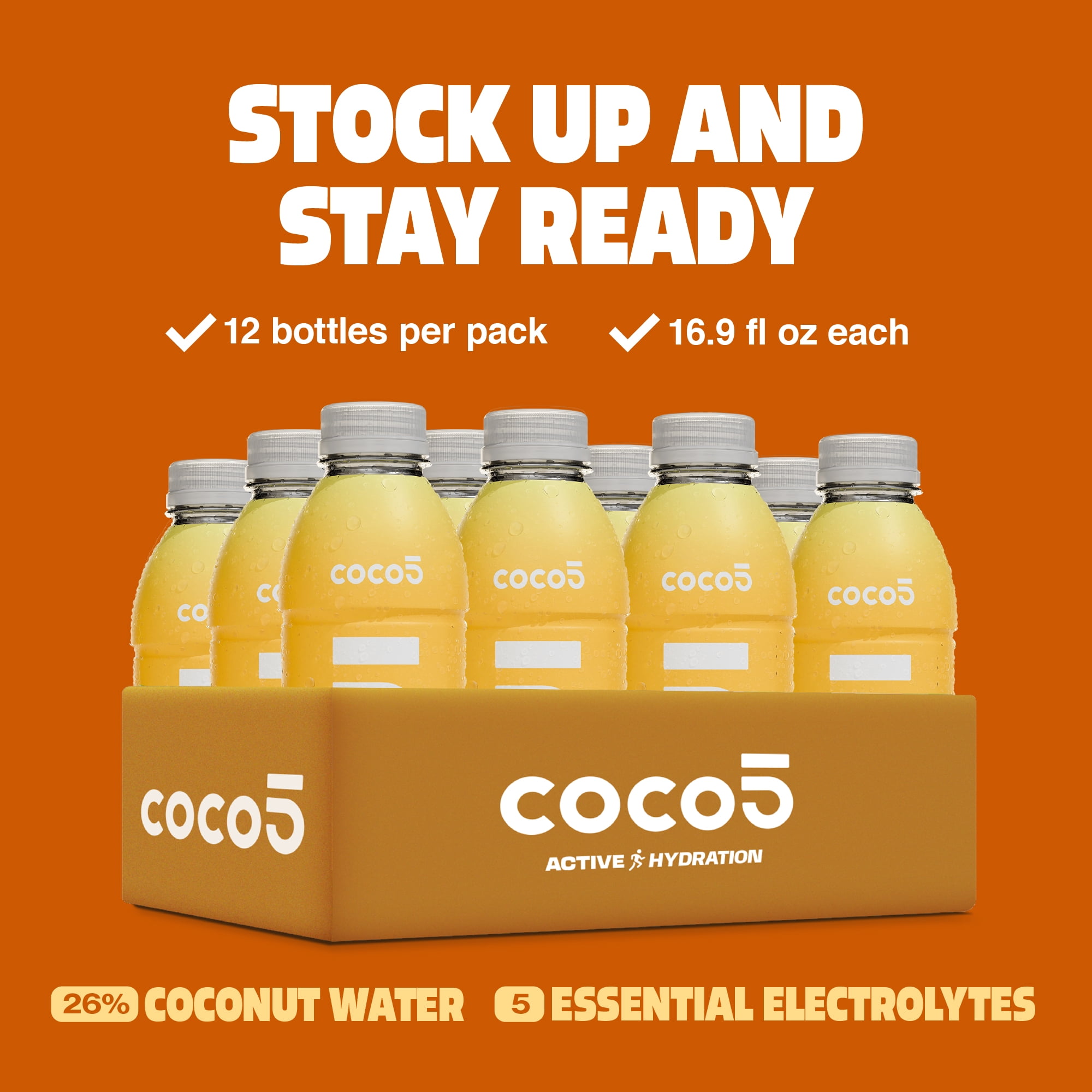 COCO5 Pineapple Coconut Water, Active Hydration Electrolyte Drink, 50% Less Sugar, Caffeine Free, Vegan, 16.9 oz, 12 Count