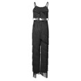 thumbnail image 4 of TiaoBug Girls Latin Dance Outfits Sequin Tassels Crop Top with Fringe Pants Cha Cha Tango Performance Wear Black 14, 4 of 6