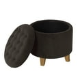 thumbnail image 2 of HomePop Small Round Button Tufted Storage Ottoman, Chocolate Brown Velvet, 2 of 10