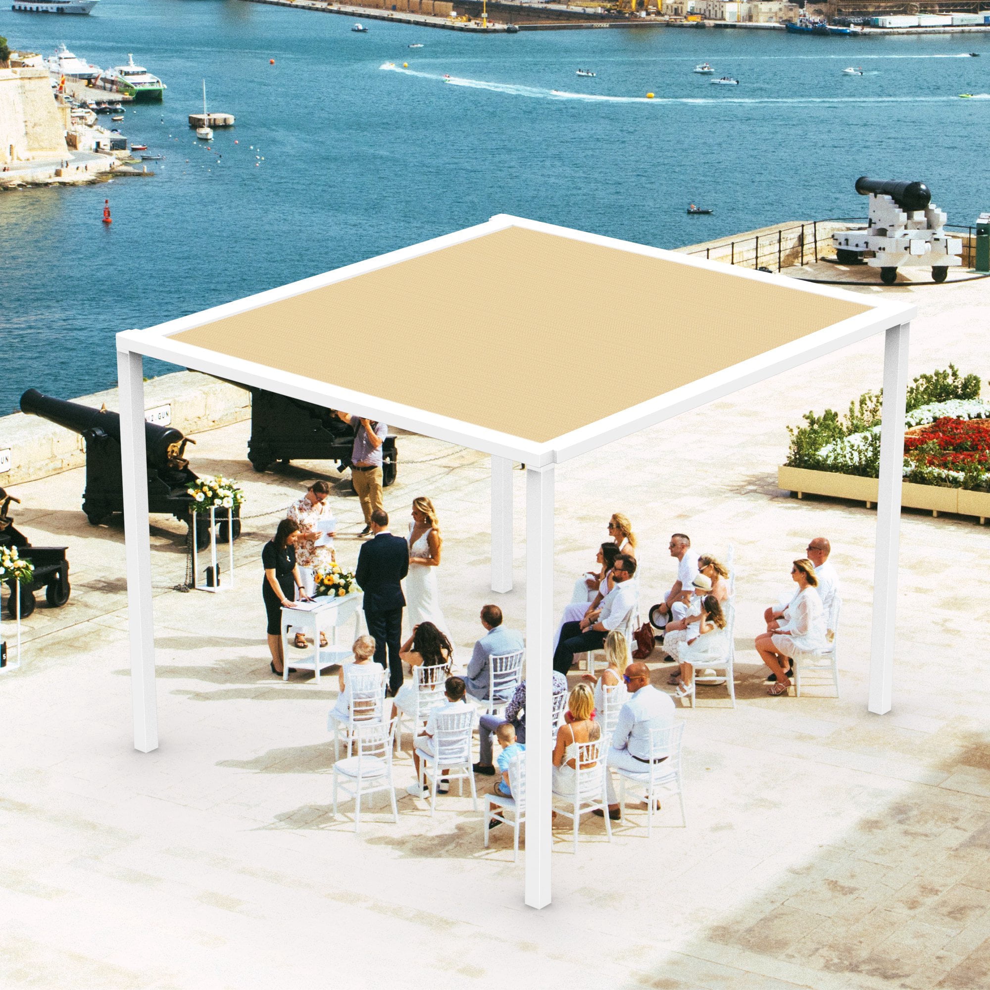 Sun Shade Cloth Shade Fabric Privacy Screen with Grommets for Patio Garden Pergola Carport Canopy Cover, 8' x 12', Beign