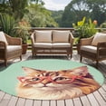 thumbnail image 4 of Round Area Rug 7 Ft, Green Cat Washable Non-Slip Circle Carpet for Living Room/Bedroom, Funny Animals Modern Art Low-Profile Large Runner Mat Collection Rugs for Indoor, 4 of 8