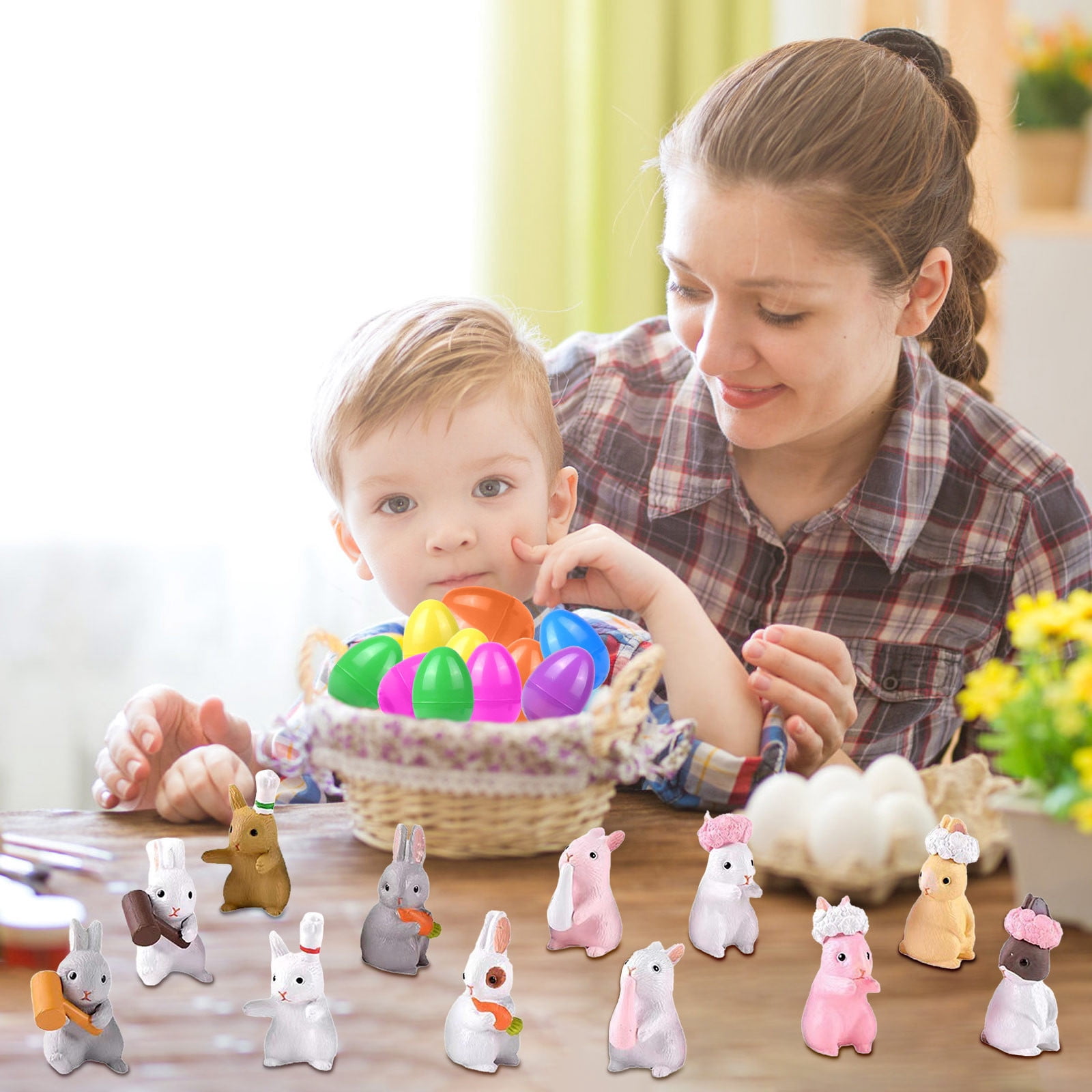 REZUOFI 36 Pcs Easter Eggs Filled with Bunny Toys for Easter Egg Hunt Party Favors and Basket Stuffers Holiday Celebration Activities