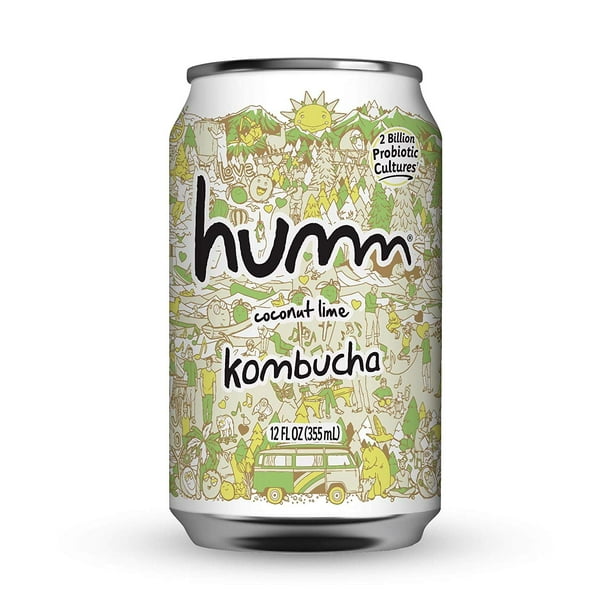 Humm Kombucha Tea, Coconut Lime, Probiotic, 12Pack, 12oz Can Walmart