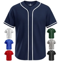 Exxact Sports Blank Baseball Jersey Men, Full Button Down Plain Baseball Jersey, Sports Uniforms Men Women Jersey - (Navy,A2XL)