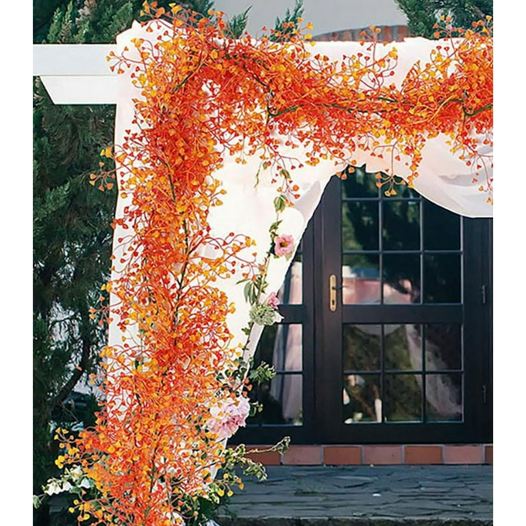 WKSCLPAI Christmas Thanksgiving Halloween Multi-Occasion Artificial Orange  Wisteria Rattan Decorations 67.2" Decorative Wreath for Indoor Fireplace ...