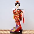 thumbnail image 4 of 11 Pouces Poupée Kimono Japonais Geisha Statue de Fille Humanoïde Décor en Résine Fait Main Rouge Rouge avec Flûte, 4 of 7