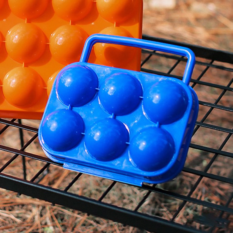 Honrane Ergonomic Handle Sealing Snap Non-slip Base Shockproof Egg Carton  Outdoor Picnic Portable 6 Grids Egg Storage Box Camping Accessories