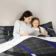 thumbnail image 5 of Manfei Retro Striped Pattern Bedding Comforter Set,Modern Abstract Geometric Twin Comforter Sets,Black Gray Bedding Set For Teens,Luxury Bedroom Decor Reversible,2 Pieces, 5 of 8