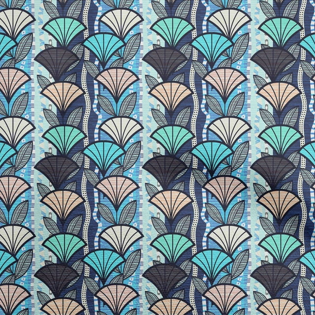 oneOone Velvet Aqua Blue Fabric Asian Japanese Flower Sewing Craft Projects Fabric Prints By Yard 58 Inch Wide