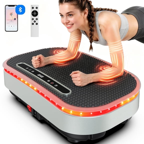 Lnow LED Light Vibration Plate Exercise Machine, Vibrating Muscle Toner with 10P & 200 Level, Bluetooth Speaker Whole Body Workout Fitness Platform, 350lbs Capacity