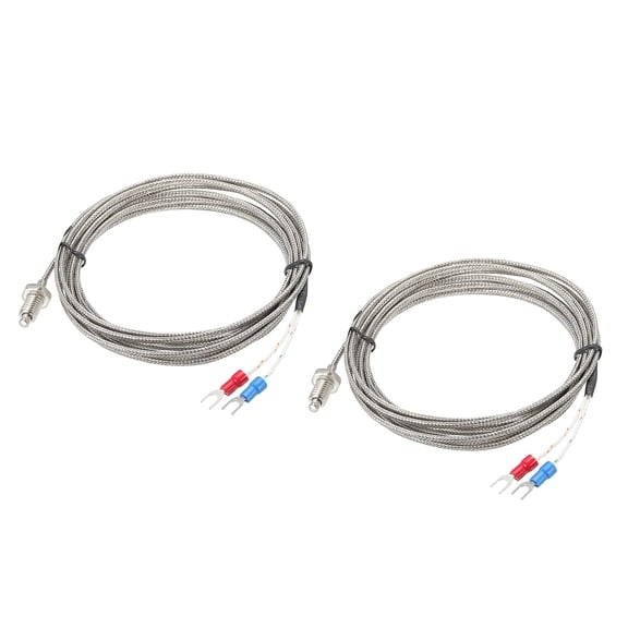 K Type Temperature Sensor 2pcs M8 Screw Temperature Probe Thermocouple 10ft 0 to 800C(32 to 1472F)