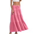 thumbnail image 3 of Jaimenalin Women'S Boho Flowy Maxi Skirt Flared Ruffle Elastic Waist Summer A Line Spring Long Skirts Rose Red M, 3 of 8
