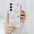 thumbnail image 4 of Compatible with Samsung Galaxy S24 Bling Case Laser Colour 3D Crystal Love Heart Pearl Diamond Glitter Clear Case Cute Girly Women Slim Soft TPU Transparent Phone Cover, 4 of 7