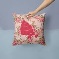 thumbnail image 2 of Hermit Crab Shabby Chic Pink Roses  Fabric Decorative Pillow, 2 of 4