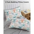 thumbnail image 2 of Teal Red Jellyfish Coastal Pillow Cases Standard Size Set of 2 - Microfiber Bed Throw Pillow Covers, Vintage Beach Coral Starfish Nautical Decorative Lumbar Pillow Cover with Envelope Closure 20"x26", 2 of 6